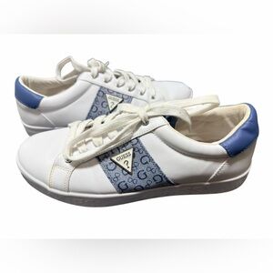GUESS White Logo Blue Sneakers Lace Up Tennis Shoes Women’s Size 11